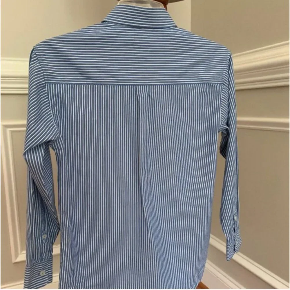 Izod Boy's Blue and White Long Sleeve Dress Shirt M (10-12)